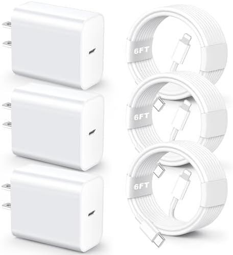 Rapid Charge Trio: MFi Certified 20 W PD USB-C Wall Charger Adapter Set with 6 FT Lightning Cable for i Phone 14/13/12/11/Pro/Pro Max/Xs/Xr/X – Ultimate Charging Efficiency & Versatility in One Package