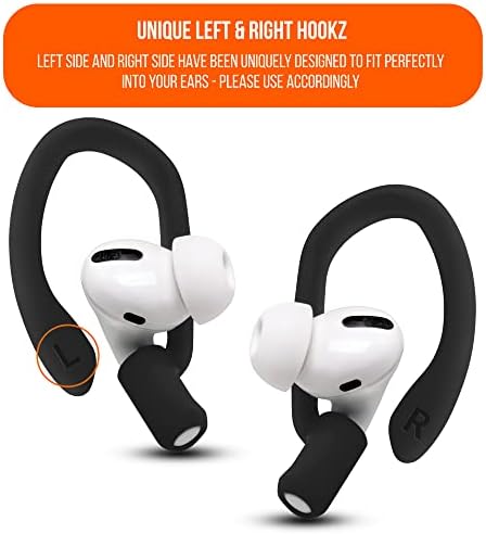 Patented WC Hook Z – Upgraded Over-Ear Hooks for Air Pods Pro 1, 2 & Air Pods 1, 2, 3 | Secure Fit Earbud Accessories with Unique Left & Right Design | Two Size Pairs Included | Winter White | Premium Quality by Wicked Cushions for Maximum Comfort and Stability