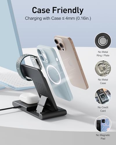 2025 Versatile 3-in-1 Wireless Fast Charger for Apple & Android – Ultimate Travel Charging Station for i Phone 16/15/14/13/12, Apple Watch Series & Air Pods Pro 4/3/2, Samsung Galaxy – Compact & Efficient Power Solution for Tech Enthusiasts and Thoughtful Gifts