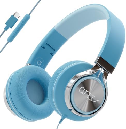 ARTIX CL750 USB C Wired Headphones – Superior Noise-Isolating On-Ear Earphones with Built-In Mic & Volume Control for i Phone 15-16 & Samsung Devices – Effortless Plug-and-Play Setup with Enhanced Comfort and Exceptional Sound Quality