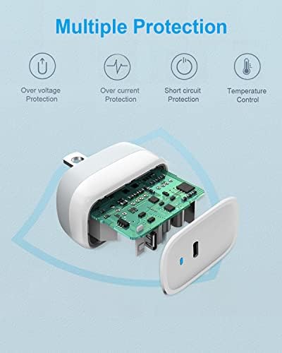 Power Lot Ga N 20 W MFi Certified USB-C Wall Charger with 4 ft Lightning Cable – Fast Charging Adapter for i Phone 15/14/13/12, i Pad Pro, Air Pods, and i Watch SE/7/8 – Foldable Design for Ultimate Portability and PD 3.0 Technology for Enhanced Speed
