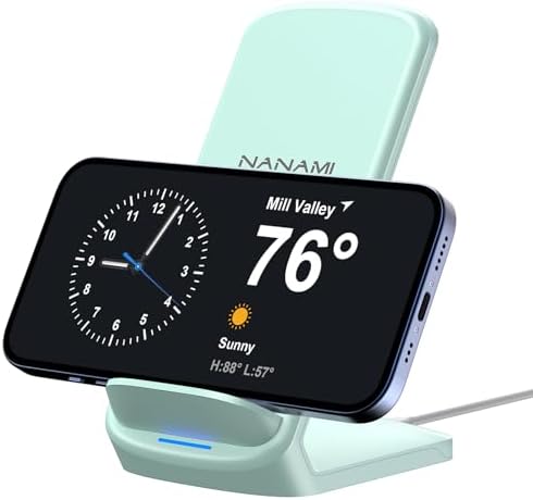 NANAMI Qi-Certified Fast Wireless Charging Stand – Ultimate Compatibility for Samsung Galaxy S25/S24/S23/S22/S21/S20 & i Phone 16/16 Pro/16 Pro Max/15/14/13 – Sleek Design, Rapid Power Delivery, and Adjustable Viewing Angles for a Seamless Charging Experience