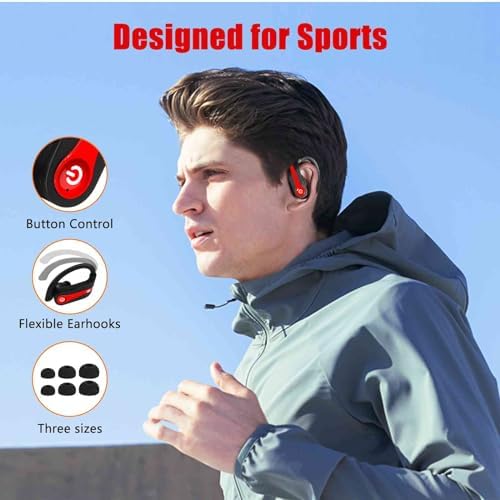 Urban X Challenger Series Wireless Bluetooth Sports Earphones – 200 Hours Playtime, Immersive Sound Quality, Quick-Pair Technology, IPX7 Waterproof, Secure Fit for Active Lifestyles, Built-in Mic, Compatible with Amazon Fire Max 11 – Red