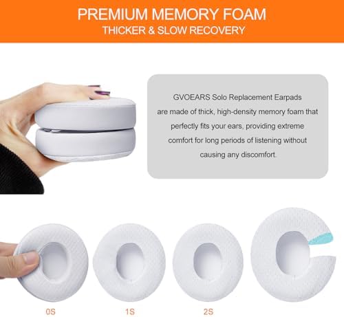 Upgrade Your Beats Solo 2 & 3 Experience with GVOEARS Premium Thicker Memory Foam Ear Pads – Exceptional Comfort & Noise Isolation, Durable 3 M Adhesive for Secure Fit, Stylish Grey Cushions for Enhanced Audio Performance and Long-Lasting Use – Perfect Headphone Accessories for Wireless & Wired Models