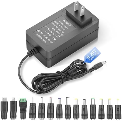 Reliable 24 V 3 A AC Adapter for LED Strip Lights & CCTV Systems – 72 W Power Supply with 6.2 FT Cord – Universal Transformer with 5.5 x 2.1 mm Connector and Advanced Safety Features for Enhanced Device Performance and Durability