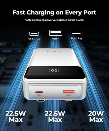 High-Capacity 30,000 m Ah Portable Power Bank with Built-in USB-C Cable – 22.5 W Super Fast Charging for i Phone, i Pad, Google, Xiaomi – Ideal for Travel, Camping, and Emergency Power Solutions – Slim and Lightweight Design with 17-Layer Safety Protection for Maximum Reliability – Perfect for Charging Multiple Devices Simultaneously – Enjoy 24/7 Customer Support and 36-Month Warranty