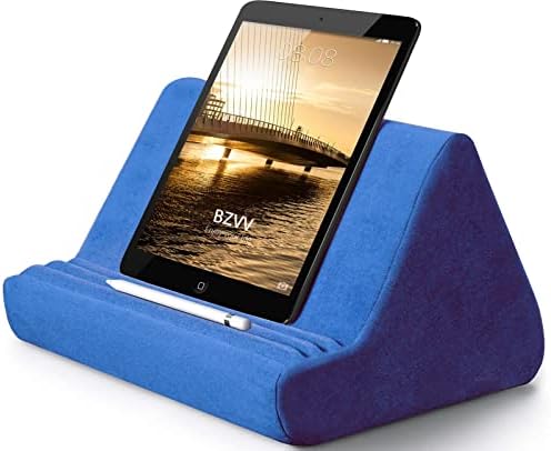 Elevate Your Viewing Experience with the Soft Blues Adjustable Pillow Stand: Ultimate Hands-Free Comfort for Tablets, E-Readers, and Smartphones – Perfect for Cozy Couch or Bedtime Use with Convenient Storage Pocket and Customizable Angles for Optimal Relaxation
