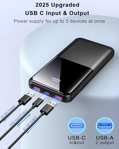 Ultra-Compact 10,000 m Ah Fast Charging Power Bank – Travel-Ready Mini Battery Pack with PD 3.0 & QC 4.0 for i Phone, Android, Samsung & USB-C Devices – Dual Output Ports for Simultaneous Charging – Essential Travel Companion for On-the-Go Power