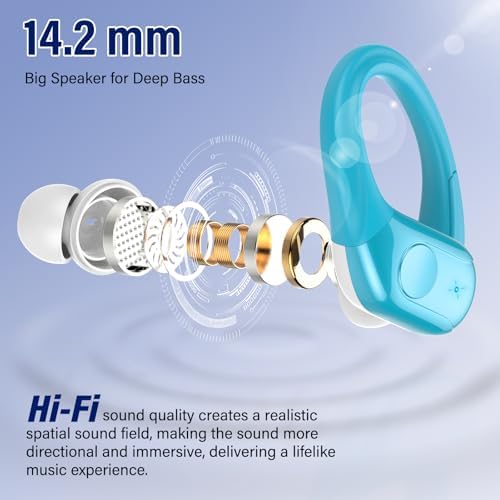 Advanced Bluetooth 5.4 Wireless Earbuds with Deep Bass – 75 Hours Playtime, IP7 Waterproof Sports Earphones Featuring Ergonomic Earhooks, LED Battery Display, and 4 ENC Microphones for Enhanced Sound Quality and Clear Calls – Perfect for Fitness Enthusiasts and Music Lovers in Sleek Black