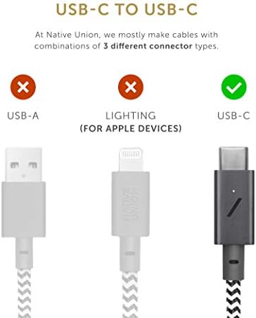 Native Union Type-C Belt Cable Pro – 8 ft Durable USB-C to USB-C Charging Cable with Leather Strap for i Phone 16, Mac Book Pro M2 – 240 W Fast Charge & Data Transfer Solution, Enhanced Resilience for Home & Office Use