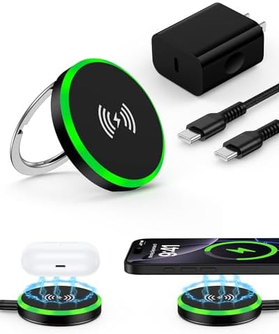 Revolutionize Your Charging Routine with the Ocbuo Magnetic Wireless Charger Pad – Fast 15 W Power for i Phone 16 Pro Max, Galaxy S25, and More – Includes 20 W USB-C Power Adapter & Kickstand Functionality for Ultimate Convenience – Enhanced Safety Features for Reliable Performance and Compatibility with Qi Devices