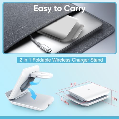 Ultimate Fast Wireless Charging Station for Samsung Galaxy Z Flip Series & Motorola Razr+ – 2-in-1 Foldable Travel Charger with PD 20 W Adapter, Sleek White Design for On-the-Go Convenience – Enhanced Speed & Compatibility for Modern Lifestyles