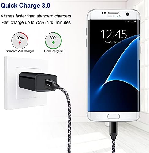Ultra-Fast 18 W QC3.0 Wall Charger for Android Devices – Rapid Charging Adapter with 6 FT Micro USB Cable, Ideal for Samsung Galaxy, Fire Tablets, PS4, Xbox, and More – Dual Pack for Maximum Efficiency and Compatibility – Lightweight Travel Companion for Everyday Use
