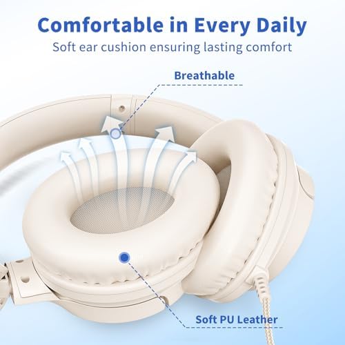 Versatile Over-Ear Wired Headphones with Integrated Microphone – Premium Sound Experience with Foldable Design and 4.9 ft Tangle-Free Nylon Cord – Perfect for Travel, Daily Use, and Multimedia Engagement (Black)