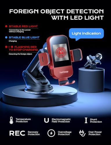 CHGeek 15 W Wireless Car Charger & Auto-Clamping Phone Mount – Fast Qi Charging Solution for i Phone 15/14/13/12/11 Pro Max & Samsung Galaxy S25/S24/S23/S22/S21/S20 – Stylish Pink Design for Modern Drivers – Effortless Device Security & Optimal Viewing Angles