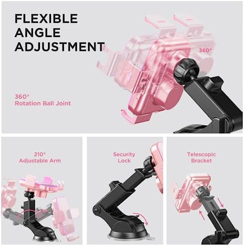 High-Speed Wireless Car Charger with Auto-Clamping Phone Mount and RGB Backlight – 15 W Qi-Compatible Charging for i Phone 15, 14, 13, 12 Mini, Pro Max, 11, XR, X, Samsung Galaxy S23 Ultra, S22, S21+ – Sleek Silver Design for Enhanced Aesthetics and Safety on the Road