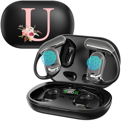 Floral Initial Personalized Wireless Earbuds with Advanced AI Language Translation – Premium Noise Cancelling Bluetooth Headphones for Stylish Communication – Ideal Mother’s Day Gift for Tech Enthusiasts and Culture Lovers
