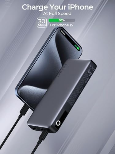 High-Capacity 20,000 m Ah Portable Power Bank with 30 W Fast Charging – Triple USB-C Ports and LED Display for i Phone, Samsung, Mac Book & More – Ultimate Solution for On-the-Go Device Charging