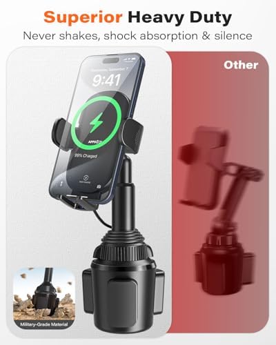 Universal Car Cup Phone Holder by APPS2 | Adjustable Long Arm with 360° Swivel for i Phone, Samsung, Google & All Smartphones | Secure, Stable Design for Hands-Free Navigation & Communication | Effortless Installation in Standard Cup Holders | Ideal Smartphone Accessory for Safe Driving