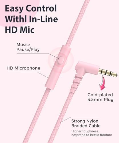 Rockpapa L22 Purple Over-Ear Headphones for Kids & Women – Lightweight, Foldable, and Durable Wired Design with Built-In Microphone for Clear Hands-Free Communication, Perfect for School, Travel, and Daily Use – High-Quality Stereo Sound and Tangle-Free Cord for Seamless Audio Enjoyment