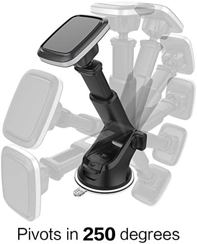Magnetic Phone Car Mount with Quick-Extend Telescopic Arm – Hands-Free Dashboard and Windshield Holder for i Phones and Smartphones, Featuring 6 Strong Magnets for Ultimate Stability and Compatibility, Ideal for Safe Navigation and Calls, Easy Install with Sticky Suction Cup