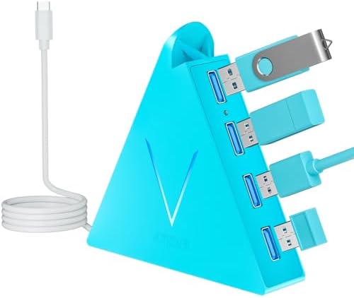 Maximize Your Device Connectivity with the Stylish Dark Purple USB C Hub Tower – 4-Port Splitter Adapter Featuring 2 FT Cable for Mac Book, i Mac, and Surface – High-Speed USB 3.0 Hub for Effortless Multi-Device Management and Enhanced Productivity