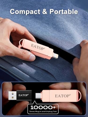 512 GB USB Flash Drive for i Phone & i Pad – Effortless Photo and Video Backup, Multi-Compatible Storage Solution for Android and PC, Plug & Play Convenience, High-Speed Data Transfer, Stylish Dark Gray Design – Your Ultimate Memory Management Accessory