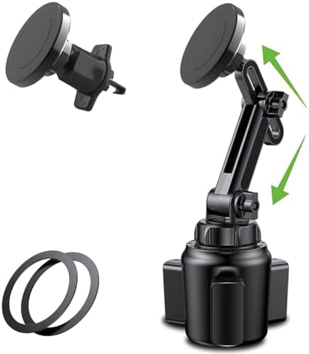 Mag Safe-Compatible Magnetic Car Cup Holder Phone Mount – Secure Dual-Mounting Solution for i Phone 15/14/13 Pro Max Mini & More – 20 Powerful N52 Magnets for Ultimate Stability – 2-Pack Versatile Design for Cup Holders & Air Vents – Hands-Free Navigation & Easy Access While Driving