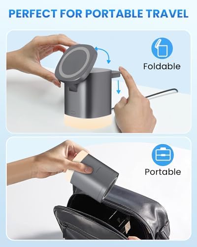 Travel-Ready Joy Geek 3-in-1 Wireless Charging Station – Fast Mag-Safe Charger for i Phone 16-12 Series, Apple Watch Series 10-2, and Air Pods Pro – Ultimate Compatibility and Speed for On-the-Go Lifestyle