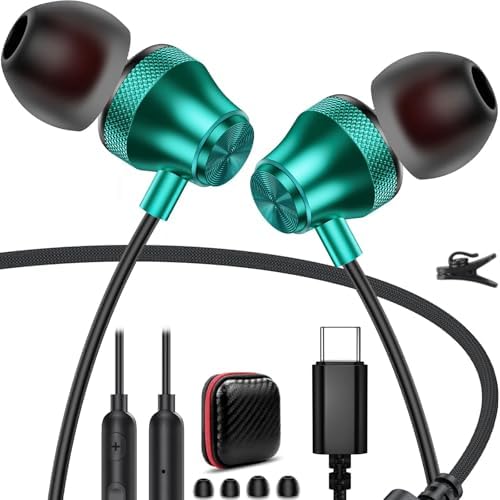 Ultimate USB C Earbuds for i Phone 16 & Android Devices – Advanced Noise-Canceling Wired Headphones with Integrated Mic and In-Line Volume Control – Universal Compatibility for i Pad 10, Samsung Galaxy Z Flip 7, Pixel 9 – Experience Unmatched Sound Precision and All-Day Comfort for Music and Calls
