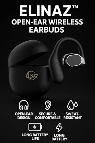 Innovative Open-Ear Bluetooth Sport Earbuds – 8-Hour Playtime for Active Lifestyles | Lightweight Ergonomic Wireless Headphones Ideal for Running, Gym, and Daily Use | Stay Aware with Secure Fit in Sleek Black Design