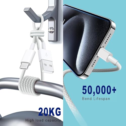 High-Speed USB A to USB C Car Play Cables – 3-Pack for i Phone 15 Series, Durable and Flexible Cords for Effortless Charging and Data Sync in Vehicles, Home, and Travel – Essential i Phone 15 Accessories for Enhanced Connectivity