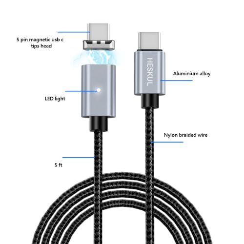 Revolutionary 100 W USB C Magnetic Charging Cable – 5 A, 5 Ft Dual Pack with 3 Magnetic Connectors for Effortless Compatibility with Mac Book Pro 2020, i Pad Pro 2020, Pixel, Switch, and More – Ultimate Fast Charging & Data Sync Solution for Tech Enthusiasts