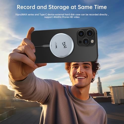 Magnetic M.2 2230 NVME SSD Enclosure for i Phone 15/16 Pro Max – Ultra-Fast USB C 3.2 Gen2 10 Gbps External Storage with 100 W PD Charging, Durable Aluminum Case for Android, i Pad & Mac Book – Expand Your Mobile Storage Effortlessly