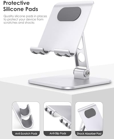 Premium OMOTON Adjustable Tablet Stand – Heavy-Duty Portable Holder for i Pad Pro/Air/Mini & Surface Pro (4.7″ to 15.6″) – Ergonomic, Sturdy Design for Enhanced Viewing Comfort and Travel Convenience