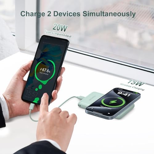 Magnetic Wireless Power Bank for i Phone 16/15/14/13/12 | 5000 m Ah Fast Charging Battery Pack with USB-C Cable | Ultra-Slim & Lightweight Design for Easy Portability | Advanced Safety Features for Reliable On-the-Go Power Solutions