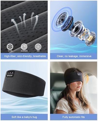Ultimate Bluetooth 5.4 Sleep Headband Headphones – Designed for Side Sleepers, Unmatched Comfort for Active Lifestyles, Superior Sound Quality, Ergonomic Fit for Enhanced Relaxation, Ideal Tech Gift for Music and Podcast Enthusiasts