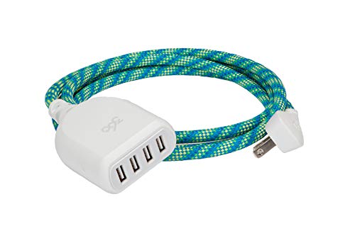 Transform Your Charging Routine with the 360 Electrical Habitat 4.8 A 6 ft USB Extension Cord – Versatile 4-Port Power Hub Ideal for i Phone, Android Devices, and Tablets – Stylishly Braided in Eye-Catching Poppy Fields – Fast Charging Capabilities with Superior Device Compatibility for an Organized, Tangle-Free Setup