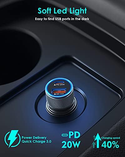 i Phone 14 Dual Port Fast USB C Car Charger | Apple MFi Certified 38 W Quick Charge Adapter with 2 Lightning Cables | Sleek Metal Design for Optimal Durability and Compatibility with i Phone 14, 13 Pro Max, Mini, 12, 11 & Air Pods | Reliable On-the-Go Power Solution for Busy Lifestyles