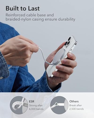 ESR Mag Safe 15 W Wireless Charger – Dual USB-C Charging Pad for i Phone 16 Pro Max, 16 Pro, 16, 16 Plus, 15, 14, 13, 12, and Galaxy S25 – Sleek Desert Titanium Finish – Effortless Magnetic Alignment for Air Pods Pro/3/4 – High-Speed Charging & Enhanced Device Compatibility