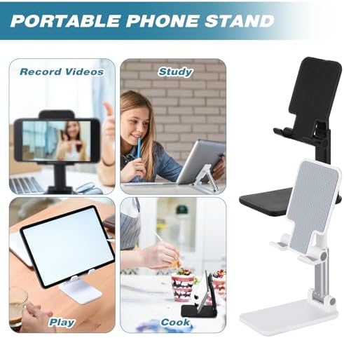 24 Pcs Cell Phone Stand Desk Table Adjustable Angle Height Phone Stand Foldable Portable Mobile Holder Silicone Pad Smartphone Tablet Holder Bulk for Office Travel Filming Photography – Enhanced Compatibility and Speed
