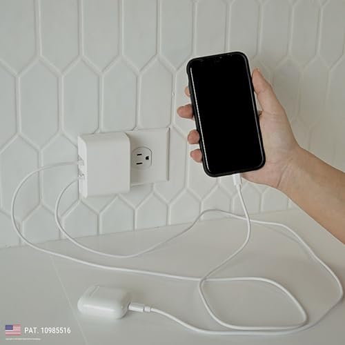 Secure Charge Lock System: Advanced Anti-Theft & Tug-Proof Phone Charger with Patented Slim Design – Dual Fast Charger Included, Plus 6 FT USB-C to Lightning Cable for Universal Compatibility – Protect Your Devices Anywhere!