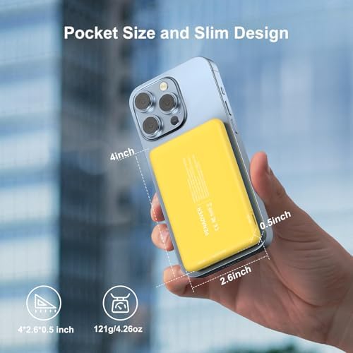 Magnetic Wireless Power Bank for i Phone 16/15/14/13/12 | 5000 m Ah Fast Charging Battery Pack with USB-C Cable | Ultra-Slim & Lightweight Design for Easy Portability | Advanced Safety Features for Reliable On-the-Go Power Solutions