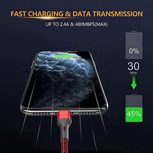 Ultimate i Phone Charger Cord Set – 4 Pack (1.5/3/6/6 FT) | MFi Certified Lightning Cables for Fast Charging | Compatible with i Phone 13, 12 Pro Max, Mini, 11 Pro, XS, XR, X, 8, 7 Plus, 6 s, 6 SE (2020), i Pad, i Pod | Durable Nylon Braided Design for Tangle-Free Convenience | Elevate Your Charging Experience with Enhanced Compatibility and Speed