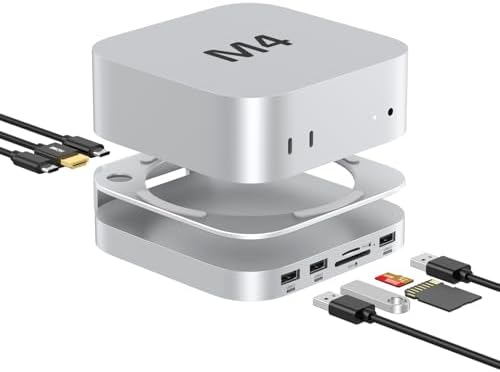 Elevate Your Mac mini Setup with the Akyyajaure 9-in-1 Aluminum Docking Hub – High-Speed M.2 NVMe SSD Enclosure, Lightning-Fast 10 Gbps USB-A2 Ports, Effortless SD/TF Card Readers, and USB 2.0 Connectivity for Unmatched Productivity and Style