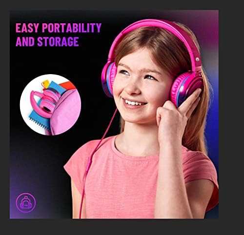 Rockpapa Ultra-Light Foldable Wired Headphones with Integrated Microphone – Premium Stereo Sound for All Ages, Perfect for Travel with Tangle-Free Cord and 3.5 mm Compatibility – Sleek Black/Grey Design for Everyday Listening and Virtual Meetings