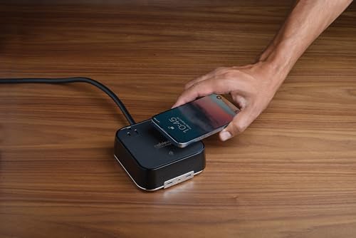 Cubie Via Wireless Charging Station – Multifunctional Tabletop Power Strip with Fast Charge Outlets and USB Ports for Home and Office – Secure Surge Protection and Sleek Design for Modern Convenience