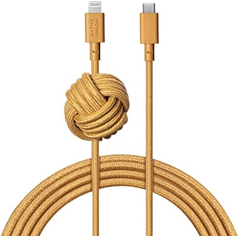 Native Union Night Cable – 10 ft Heavy-Duty USB-C to Lightning Charging Cable with Weighted Knot for i Phone 14 and Earlier – MFi Certified, Fast Charging, Stylish Zebra Design for Ultimate Convenience and Durability
