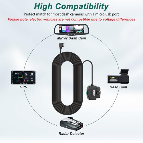 MEIRIYFA OBD OBD2 Power Cable for Dash Camera OBD to USB Type C Right Angle Hardwire Charger 90° Degree Wire Cord,12V-24V to 5V 3A 24 Hours Surveillance/Acc Mode with Switch Button (USB Type C) – Enhanced Compatibility and Speed