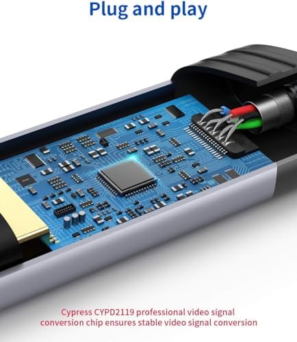 SAUX USB C to Mini Display Port Adapter for 4 K@60 Hz – High-Speed Type C to Mini Display Port Cable for Mac Book Pro 2018/2019, Dell XPS, Samsung Galaxy S21/S20 Plus – Premium Performance in Sleek Grey Design for Enhanced Visuals and Portability